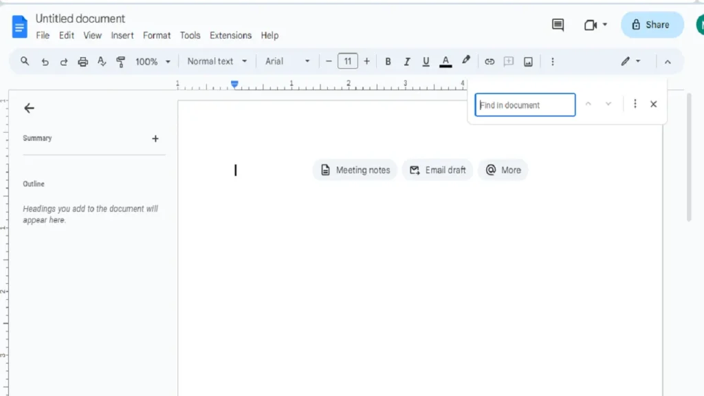 using the find and replace tool in Google docs