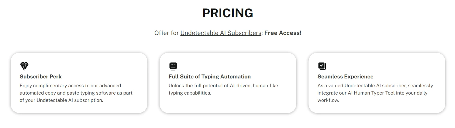 Undetectable AI Pricing Plan for automated typig tool extension