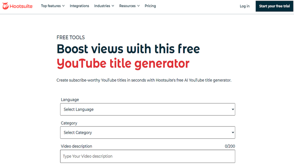 Hootsuite YouTube Title Generator