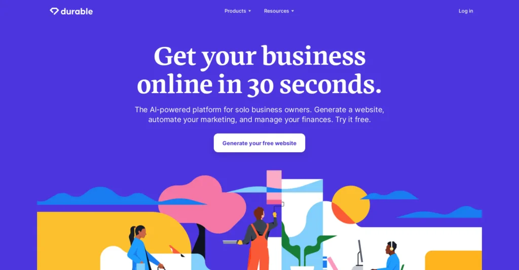 Durable.co is a platform that helps you create and manage your business website with AI. It offers fast, easy, and powerful tools for any industry.