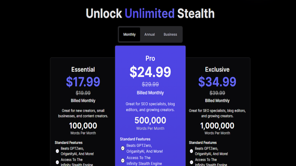 StealthGPT Pricing
