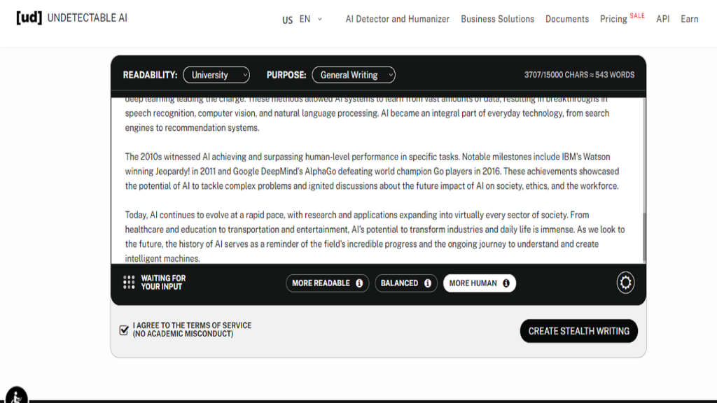 paste it in Undetectable AI stealth writer