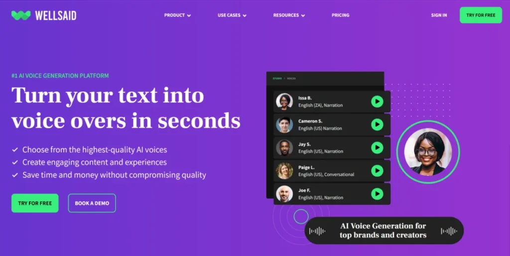 WellSaid Labs AI Voice Generator