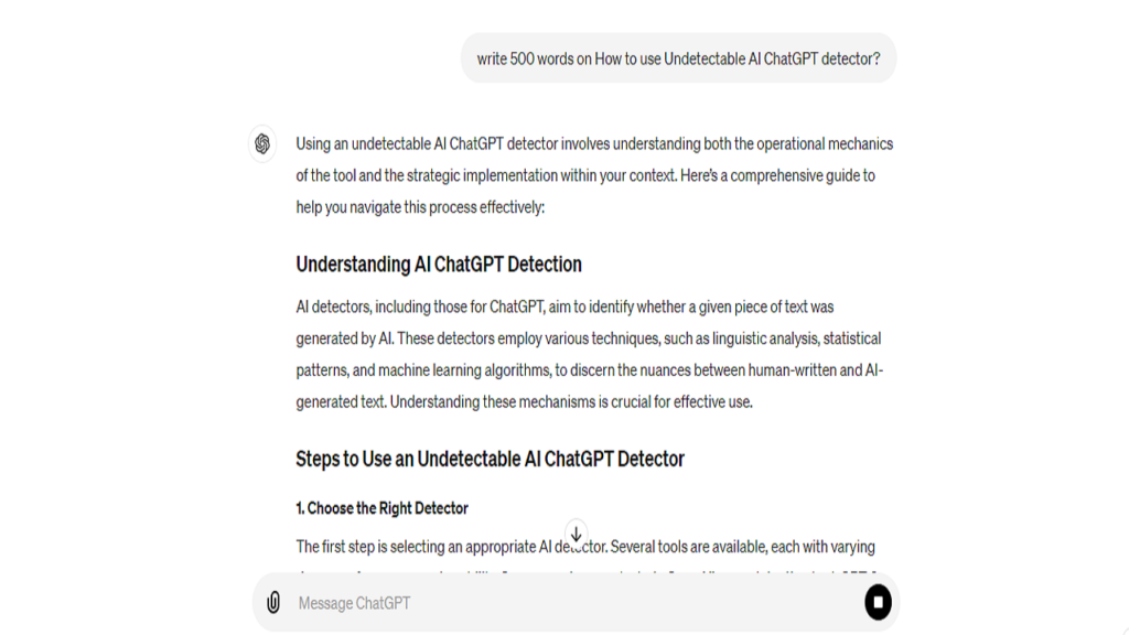 write 500 words on How to use Undetectable AI ChatGPT detector