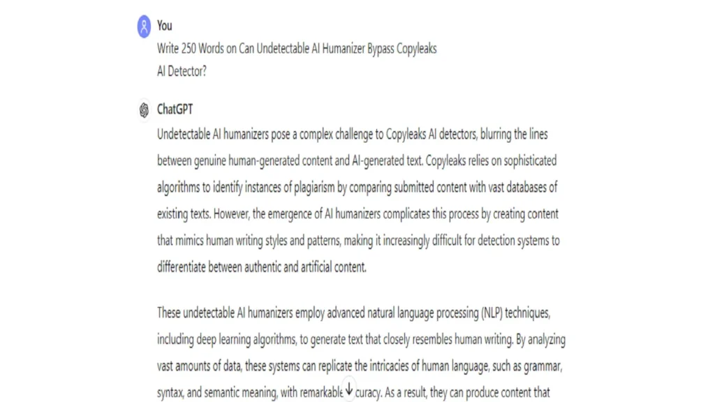 We ask ChatGPT to write 500 words on Can Undetectable AI bypass Copyleaks AI detector?