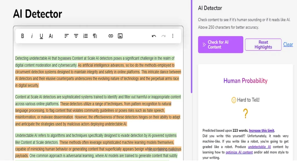 We copy the content from ChatGPT and paste it in content at scale AI detector. As you can see Content at Scale detected AI content.