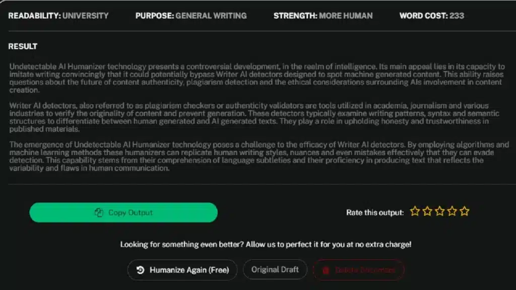 We copy the content from ChatGPT to Undetectable AI humanizer. Click Humanize. Undetectable AI humanizer humanize the content generated through ChatGPT.