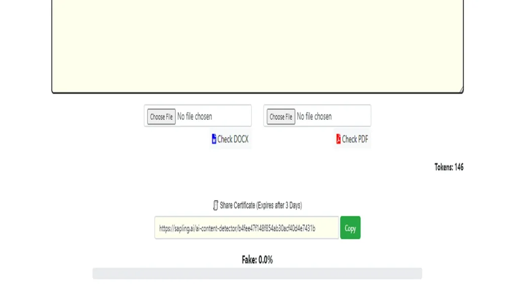 We copy the output from Undetectable AI humanizer and paste it in Sapling AI detector. As you can see Undetectable AI humanizer has successfully bypass Sapling AI detector. The result of Sapling AI detector is Fake 0.0%.