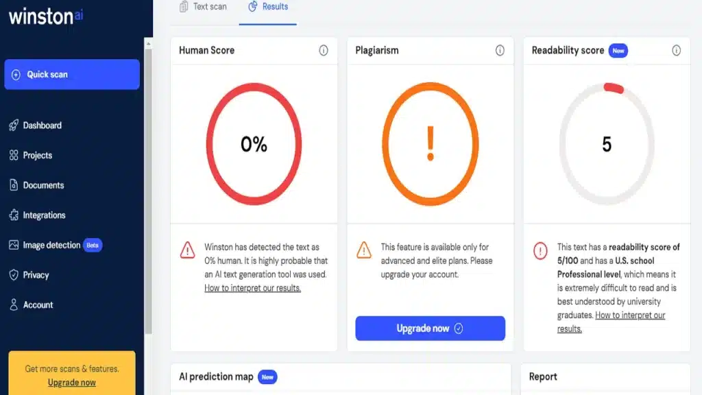 We copy the content from ChatGPT and paste it in Winston AI detector. Winston AI detector detected AI. Winston AI detected 0 % human score.