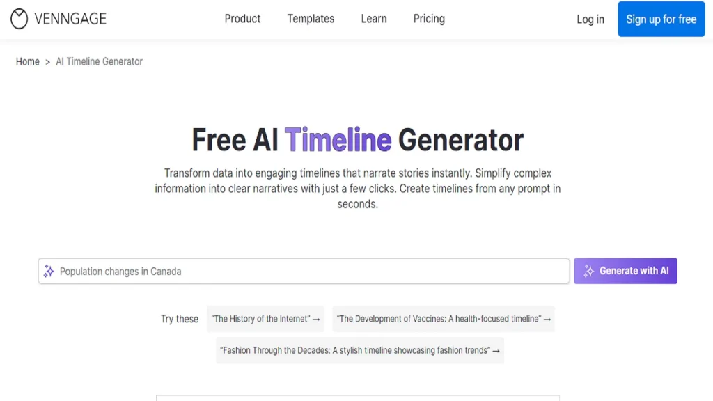 Venngage AI Timeline Generator