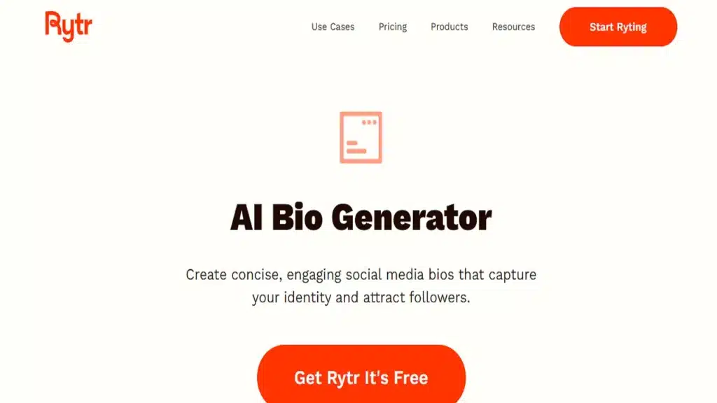 Rytr About Me AI Generator