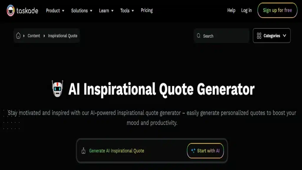 Taskade AI Generated Inspirational Quotes