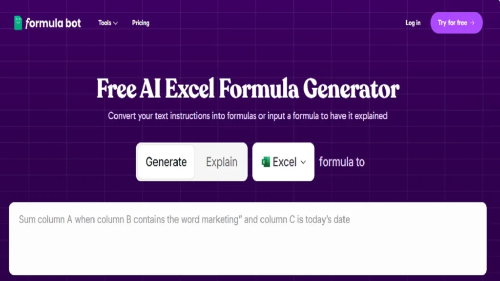 Formula Bot AI Help Excel