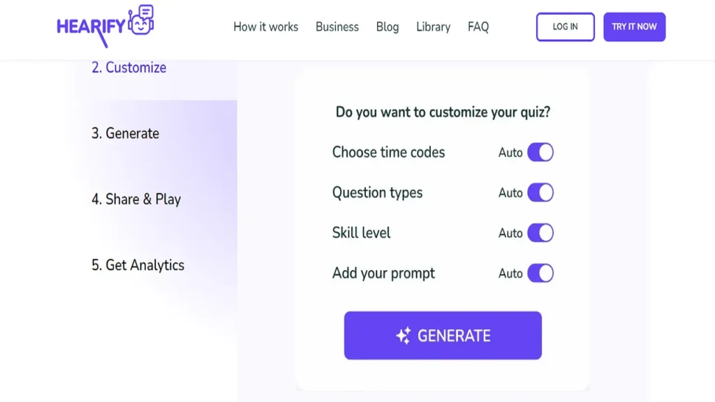 Hearify AI Quiz Generator